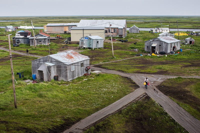 These wooden sidewalks help keep residents in Newtok, Alaska, from sinking into the melting permafrost.
